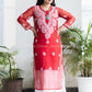 CHIKANKARI RED STRAIGHT TUBA KURTA