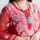 CHIKANKARI RED STRAIGHT TUBA KURTA