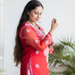 CHIKANKARI RED STRAIGHT TUBA KURTA