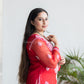 CHIKANKARI RED STRAIGHT TUBA KURTA