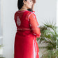 CHIKANKARI RED STRAIGHT TUBA KURTA