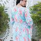 ZAREEN LIGHT BLUE MULMUL PRINTED CHIKANKARI GOWN