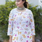 HOT PINK ZOYA MULMUL CHIKANKARI STRAIGHT KURTA