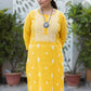 YELLOW YALINA KHADI CHIKANKARI STRAIGHT KURTA