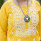 YELLOW YALINA KHADI CHIKANKARI STRAIGHT KURTA