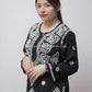 BLACK AYAAT MODAL COTTON STRAIGHT CHIKANKARI KURTI