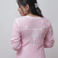 PINK AYAAT MODAL COTTON STRAIGHT CHIKANKARI KURTI