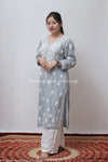 GREY MARIA MODAL STRAIGHT CHIKANKARI KURTI