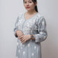 GREY MARIA MODAL STRAIGHT CHIKANKARI KURTI