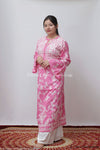 ZAREEN PINK MULMUL PRINTED CHIKANKARI GOWN