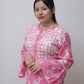 ZAREEN PINK MULMUL PRINTED CHIKANKARI GOWN