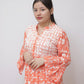 ZAREEN ORANGE MULMUL PRINTED CHIKANKARI GOWN