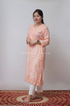 GAZAL PEACH CHANDERI COTTON STRAIGHT CHIKANKARI KURTI