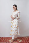 YELLOW ZOYA MULMUL CHIKANKARI STRAIGHT KURTA