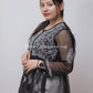 FALAK BLACK GEORGETTE CHIKANKARI SHORT FROCK