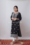 BLACK YALINA KHADI CHIKANKARI STRAIGHT KURTA