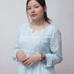SKY BLUE IQRA VISCOSE CHIKANKARI PEPLUM TOP