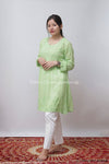 LIGHT GREEN IQRA VISCOSE CHIKANKARI PEPLUM TOP