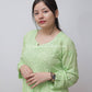 LIGHT GREEN IQRA VISCOSE CHIKANKARI PEPLUM TOP