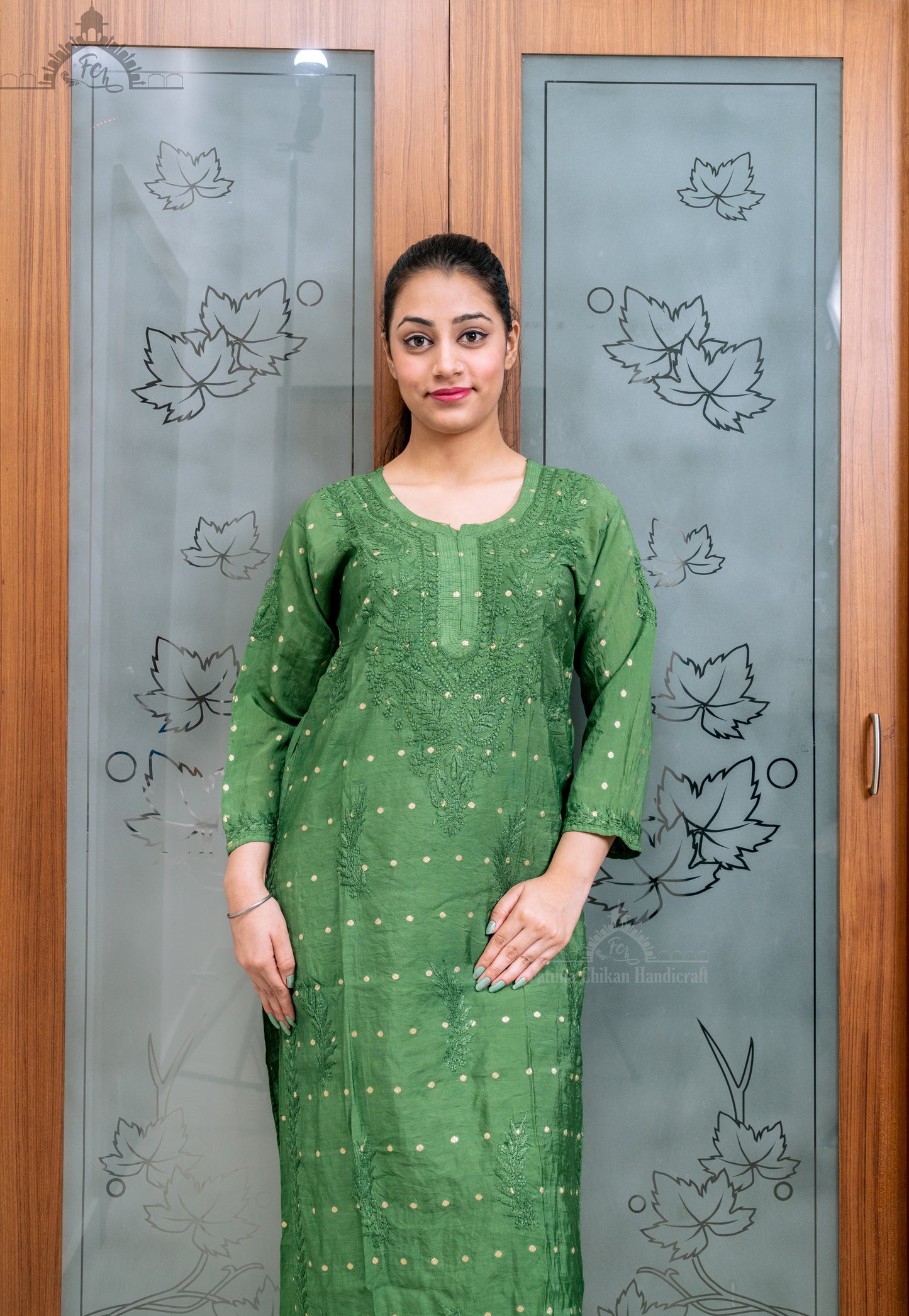 ADAB CHANDERI CHIKANKARI STITCHED SUIT SET
