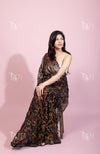 GEORGETTE BLACK MULTI CHIKANKARI SAREE