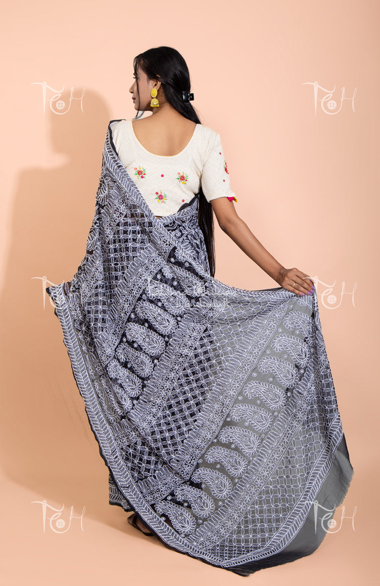 GEORGETTE FULL JAAL CHIKANKARI SAREE