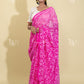 GEORGETTE DARK PINK TEEPCHI CHIKANKARI SAREE