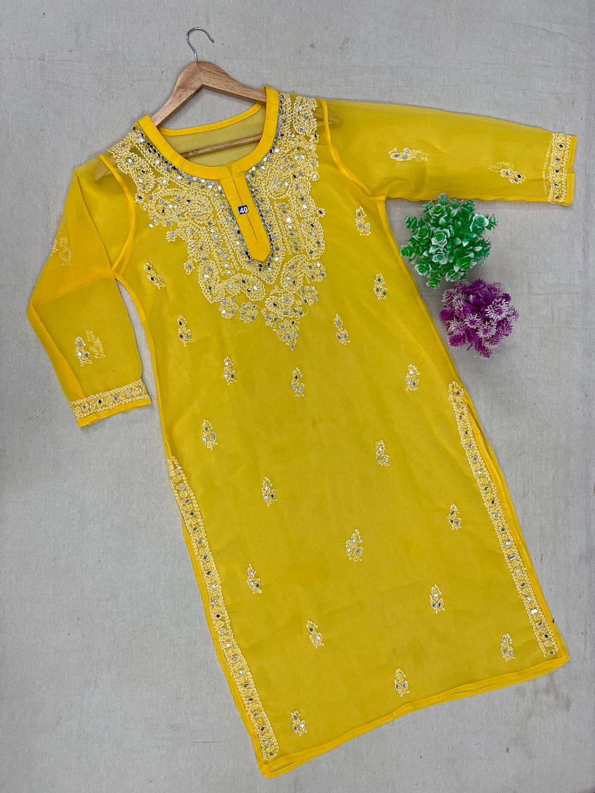 GALA BUTTI MIRROR HANDEMADE KURTA WITH INNER