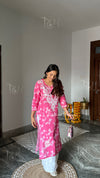 RASHMI MULMUL COTTON STRAIGHT CHIKANKARI KURTI