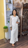 DEBO PRIYA WHITE HAND-MADE CHIKANKARI STRAIGHT KURTA WITH INNER