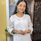 DEBO PRIYA WHITE HAND-MADE CHIKANKARI STRAIGHT KURTA WITH INNER
