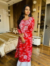 ARCHANA MULMUL COTTON STRAIGHT CHIKANKARI KURTI