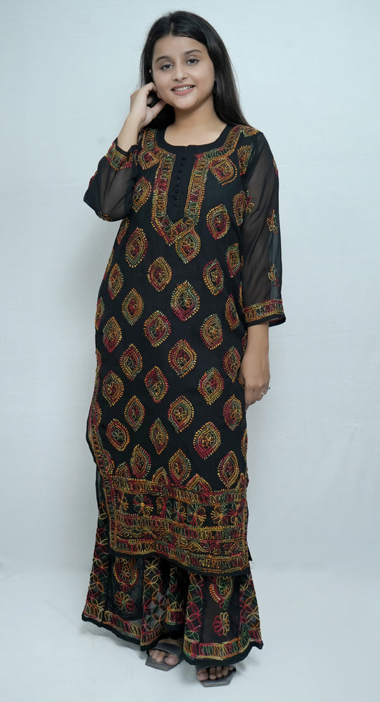 MULTI BUTA-JAAL SHARARA SET