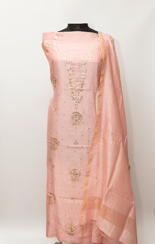 PURE CHANDERI SILK SUIT AND DUPATTA