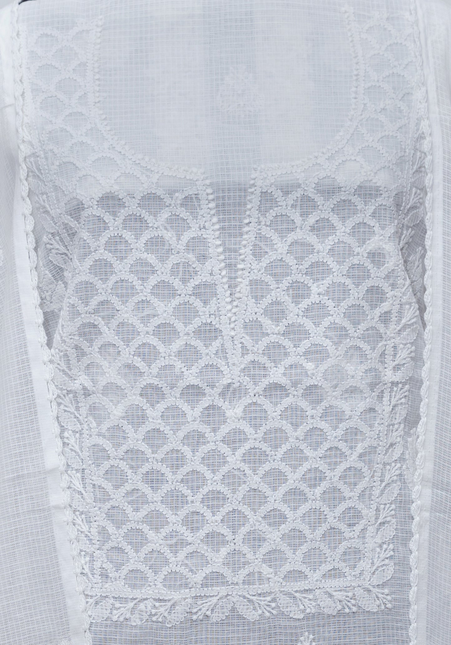 WHITE MAHI-JAAL SOFT KOTA DORIYA SUIT WITH KURASHIYA DUPATTA