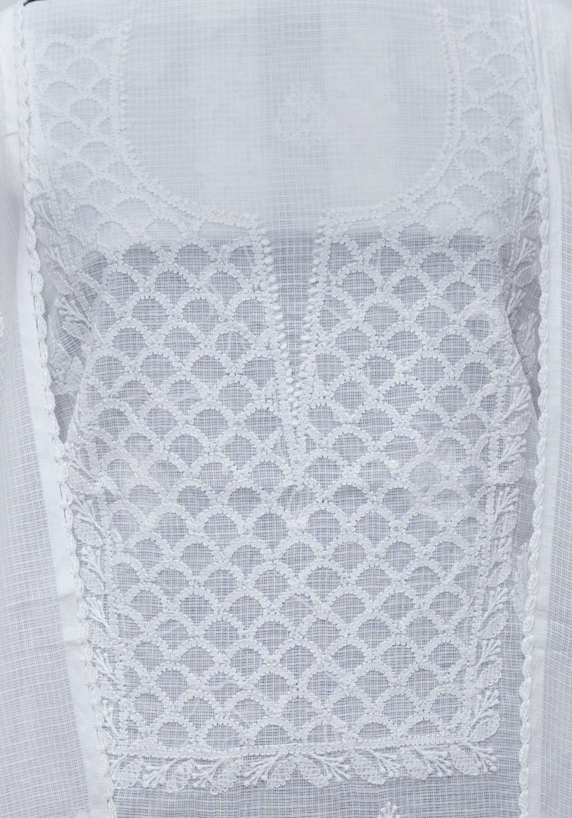 WHITE MAHI-JAAL SOFT KOTA DORIYA SUIT WITH KURASHIYA DUPATTA