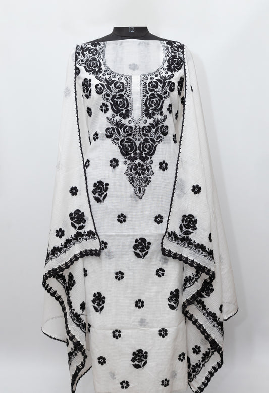 Products WHITE GULAB KOTA DORIYA SUIT WITH KURASHIYA DUPATTA