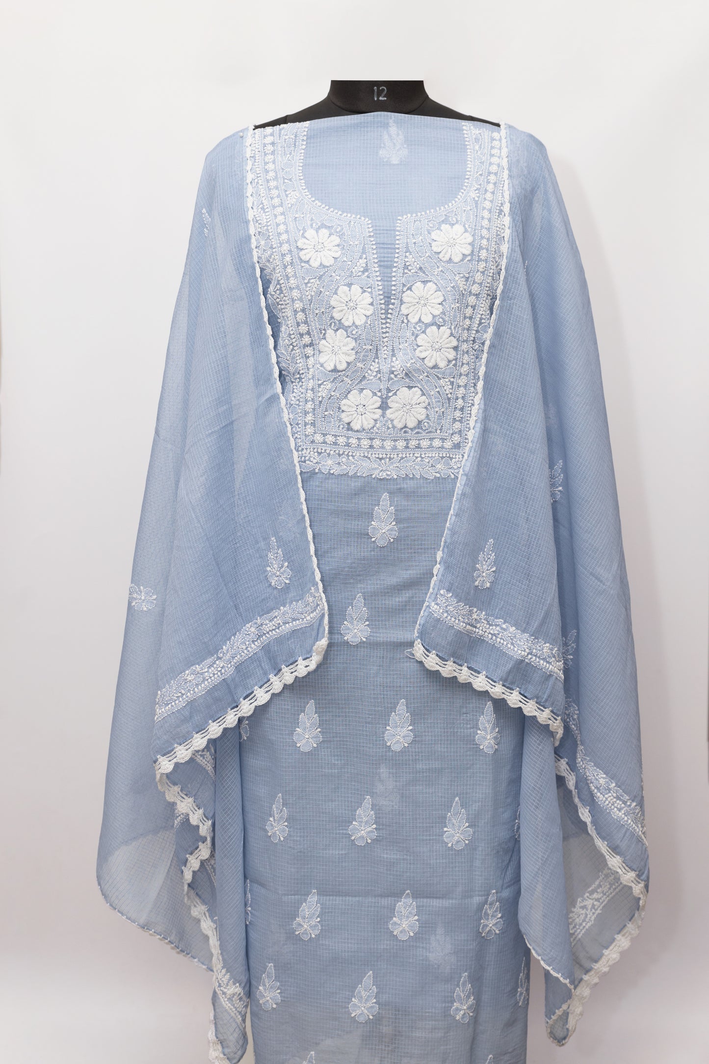 GREY SOFT KOTA DORIYA SUIT WITH KURASHIYA DUPATTA