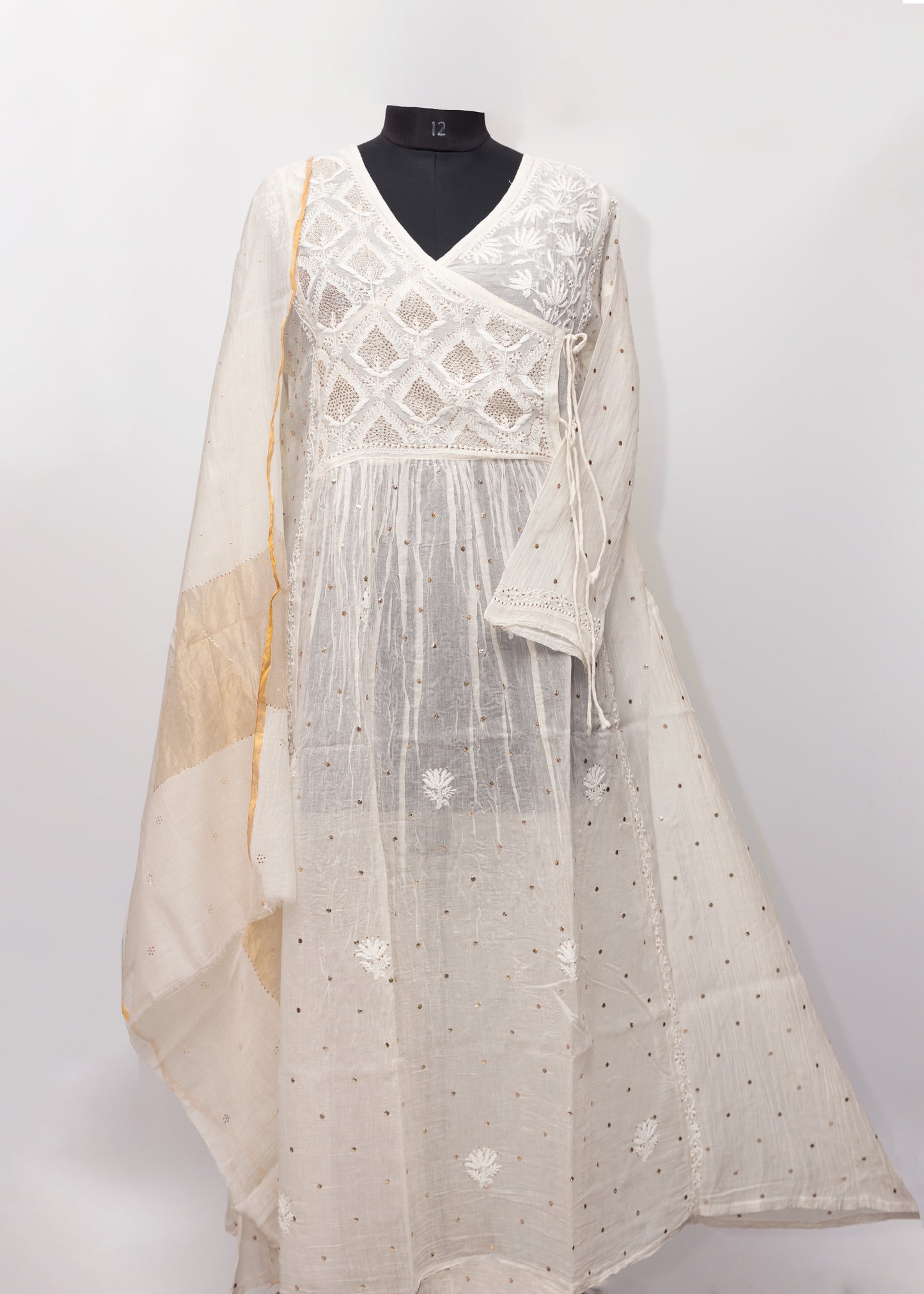 SOFT PURE CHANDERI ANGRAKHA SEMISTITCHED