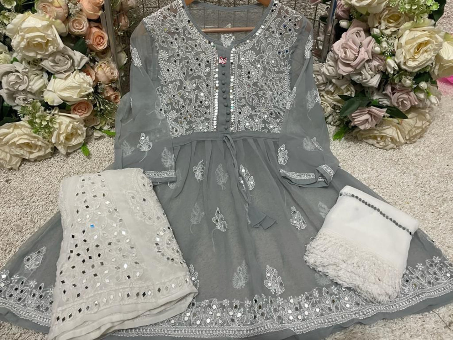 CHIKANKARI SHORT FROCK SET