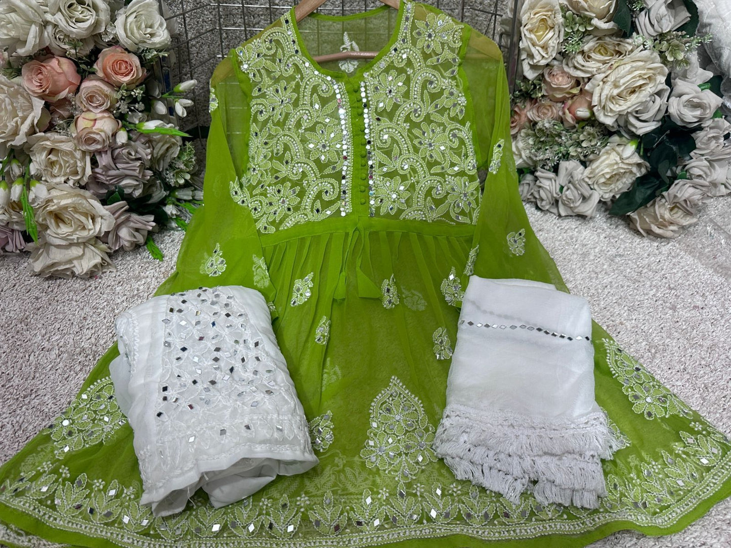 CHIKANKARI SHORT FROCK SET