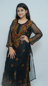 CHIKANKARI BLACK-MULTI GALABUTI SHARARA SET