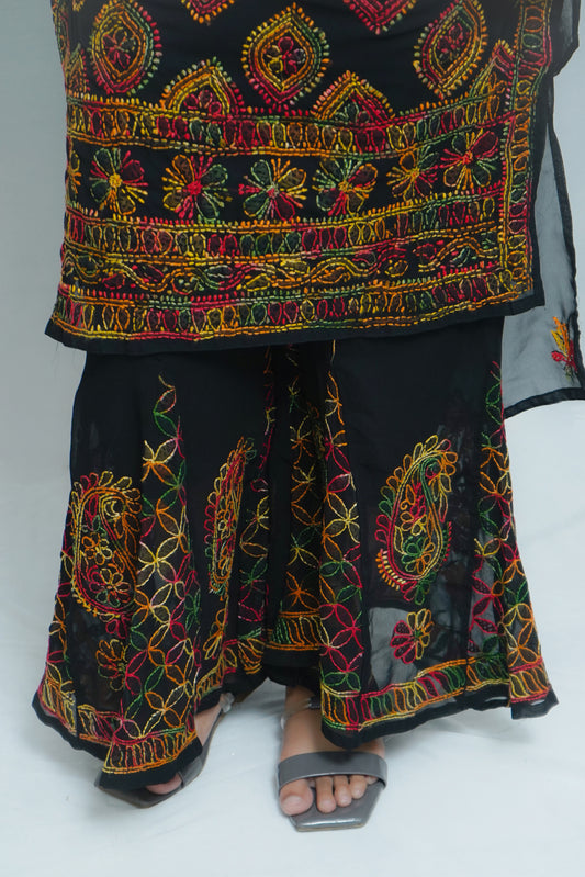 MULTI BUTA-JAAL SHARARA SET