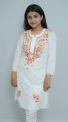 MULTI-THREAD WHITE CHIKANKARI KURTA SET