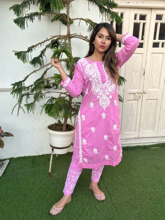CHIKANKARI DOBBY PANT SET