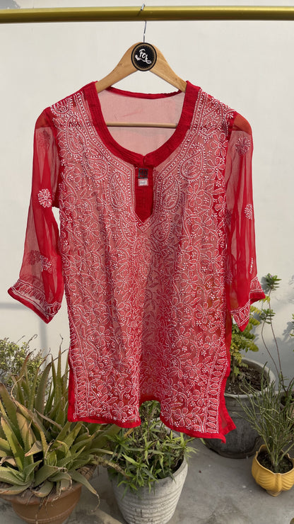 GEORGETTE CHIKANKARI SHORT TOPS
