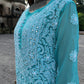 SKY BLUE GEORGETTE  FRONT JAAL KURTI